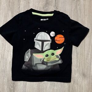 Star Wars Black Tee with Mandalorian and Grogu